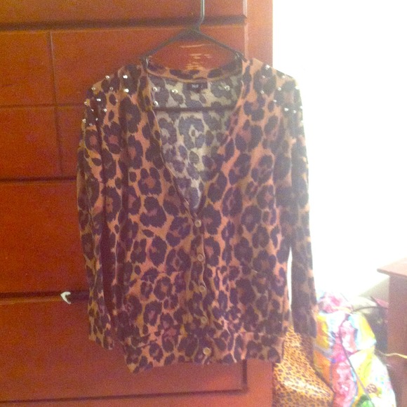 Studded Cheetah Print Cardigan