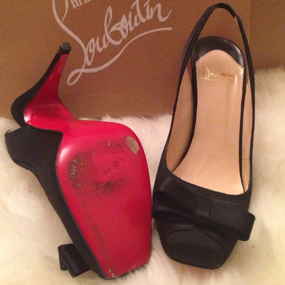 Christian Louboutin Shoes - Classic Christian Louboutin Black Satin Bow Pumps Christian Louboutin Shoes - Classic Christian Louboutin Black Satin Bow Pumps