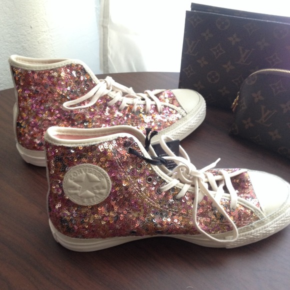RARE converse all star multi sequins pink sneakers - Picture 2 of 4