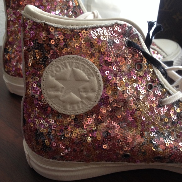 RARE converse all star multi sequins pink sneakers - Picture 3 of 4