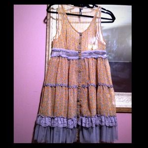 Oneil flowery chiffon peasant dress