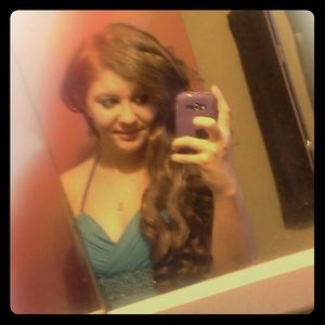 Large blue flowy dress