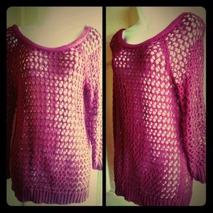 Chunky wine colored knitted sweater