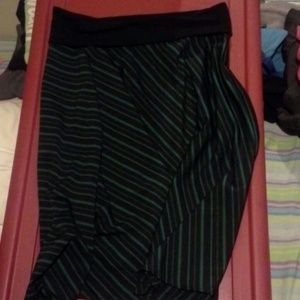 Knee length green stripe skirt
