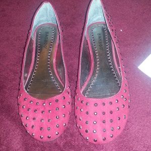 Bamboo studded red flats