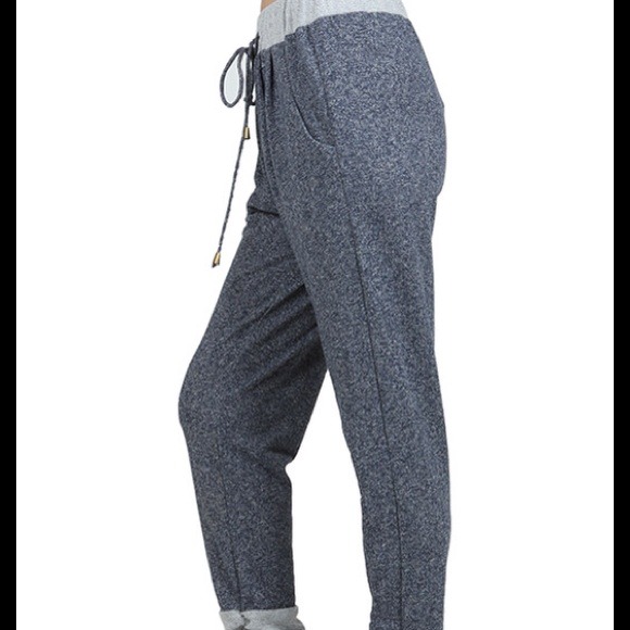 RESERVED  Navy & Taupe lounge Jogger Pants - Picture 2 of 4