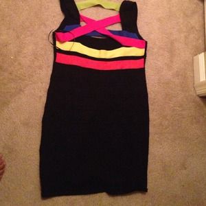 Black dress with multi color back