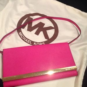 Michael Kors Hot Pink Saffiano Clutch