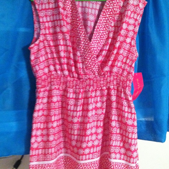 Pink and White Sleeveless Top Large
