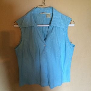 Large blue sleeveless blouse