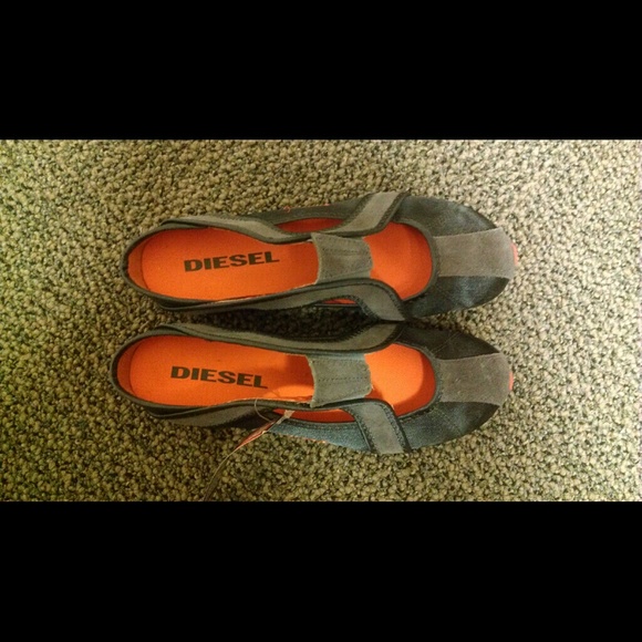 Diesel Gray and Orange Slip On Sneakers