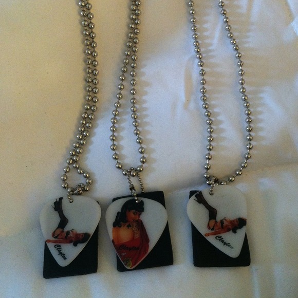 Guitar pick men's necklace pin up girl