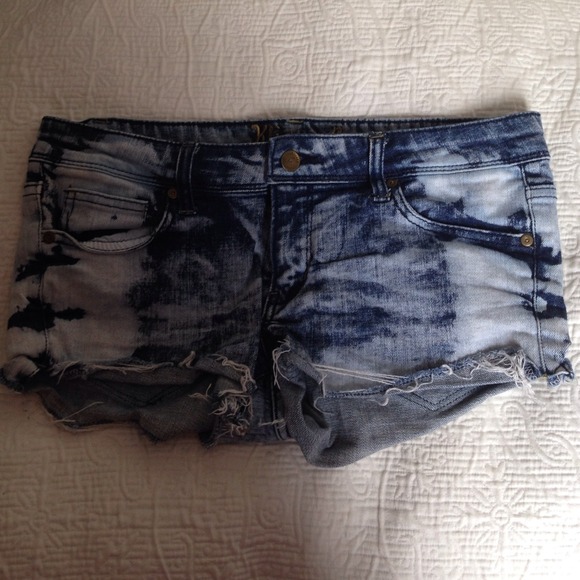 Acid wash jean shorts