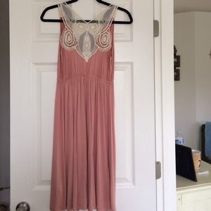 Coral dress with lace back