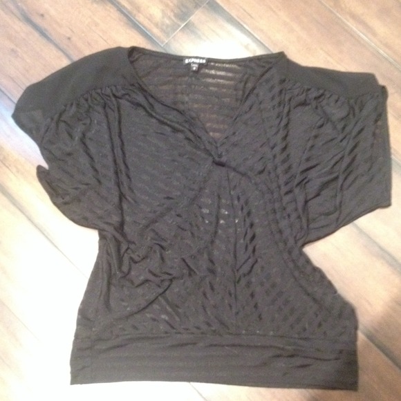 Express sheer black stripe top
