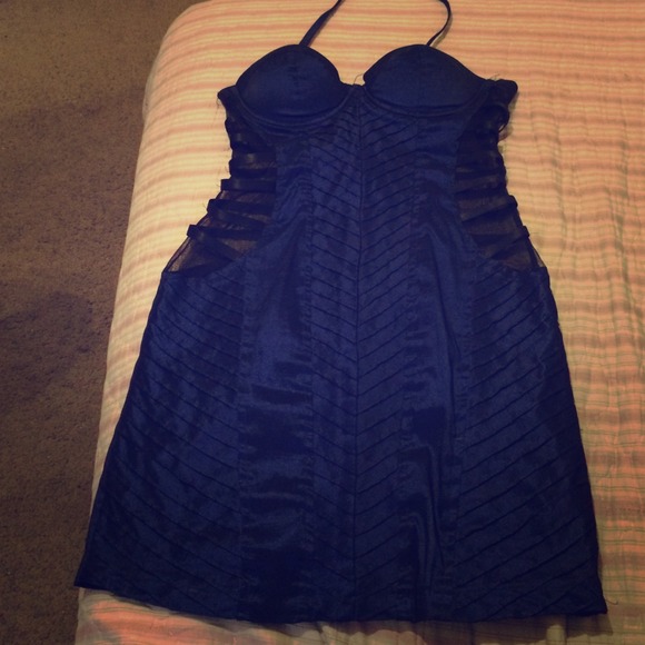 Large, Dark blue, Adjust. Strap, B cup, zipper