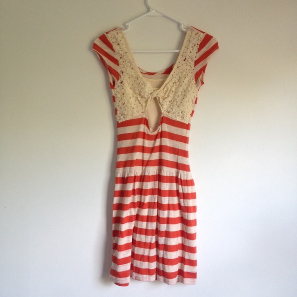 🚫BUNDLED🚫 Orange and Cream Striped Dress - Picture 2 of 2