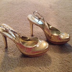 Jessica Simpson gold heels