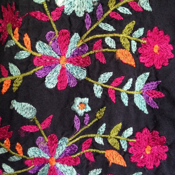 Navy Embroidered Strapless Dress - Picture 2 of 4