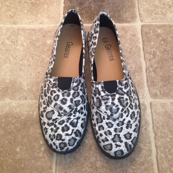 White black and grey slip on shoes