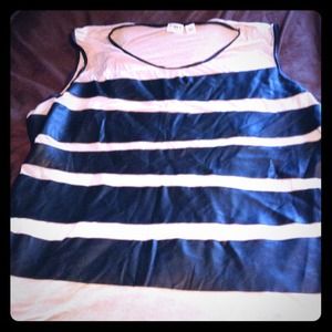 Striped faux leather Top