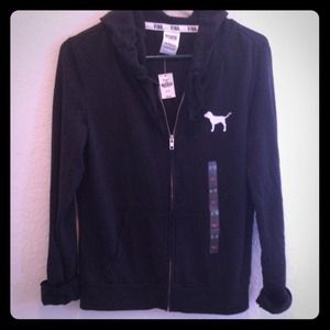 VS-black Love Pink hoodie with zipper