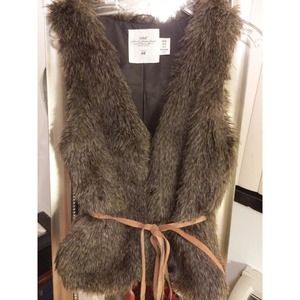 Belted faux fur vest. Very soft.