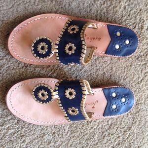 Jack Rogers Navy Blue with Gold Trim Sandals