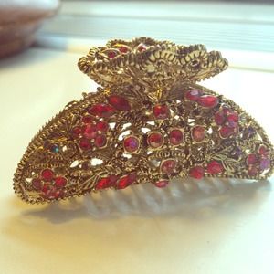 Gold and Ruby Hair Clip