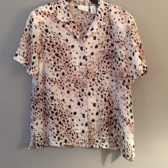 Animal print button down blouse