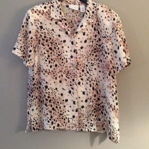 Animal print button down blouse