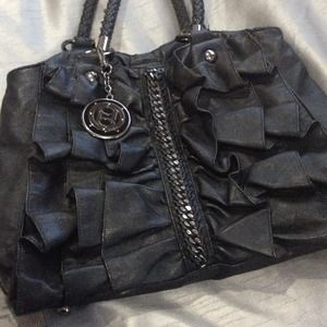 Bebe Black Ruffle Purse