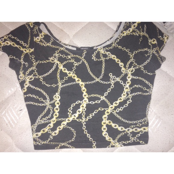 Gold chain crop top.