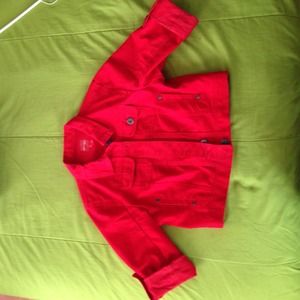 Red denim jacket