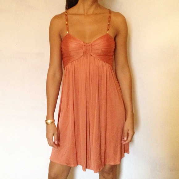 BCBG Beaded Party Cocktail Dress Orange Peach
