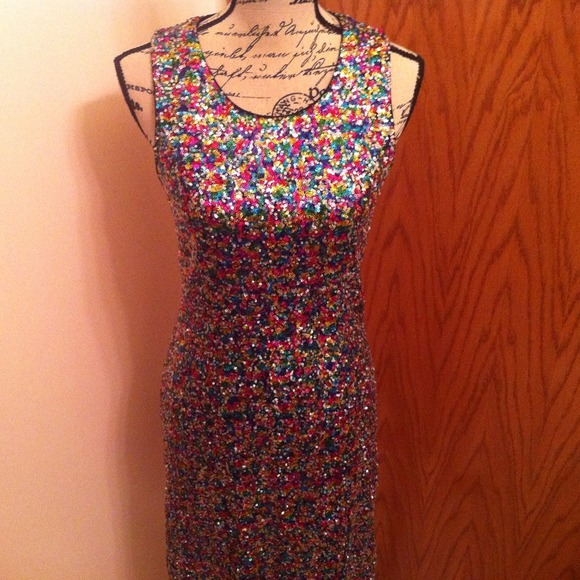 Rainbow sequin dress