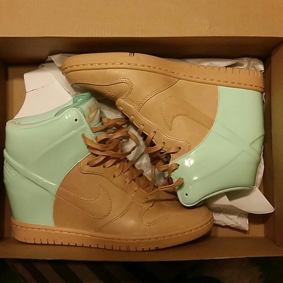 Nude/aqua nike dunk wedges