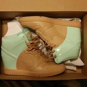 Nude/aqua nike dunk wedges