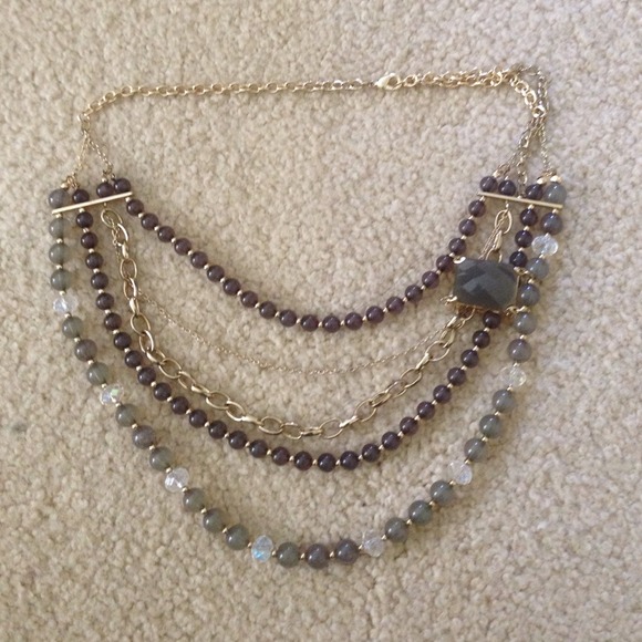 Grey with gold accent necklace