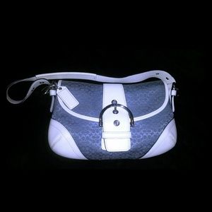 NEW COACH BAG - blue canvas and white leather