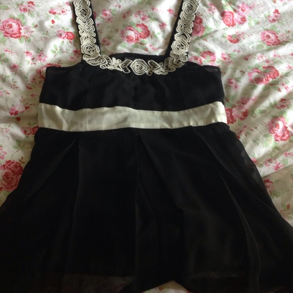 Beaded black silk blouse