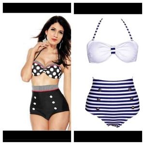 blue and white Vintage swimsuit Sold!