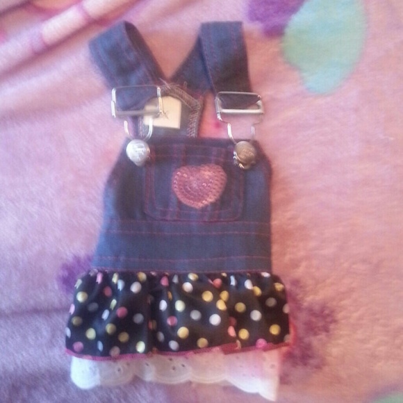 Little furbaby overall dress with bling xs new!!
