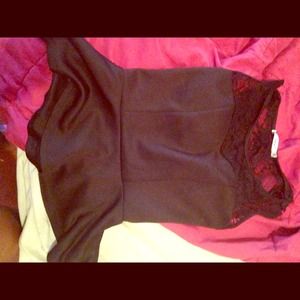 Fitted black lace top