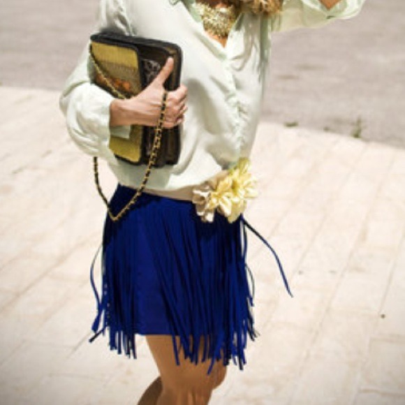 Zara Blue Fringe Skirt