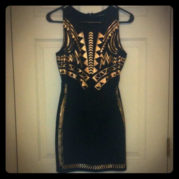 Do & Be Tribal Print Black Cut-Out dress