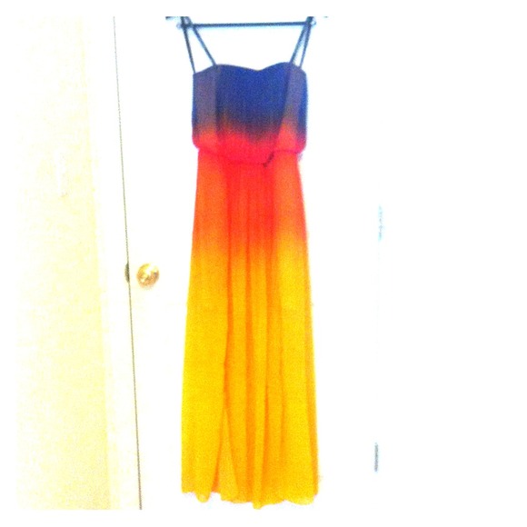 Bisou Bisou Strapless Rainbow Silk Sundress