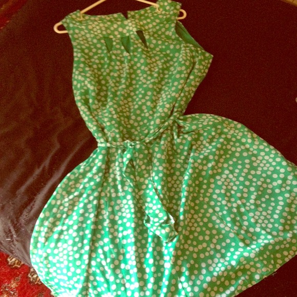Mint polka dot dress