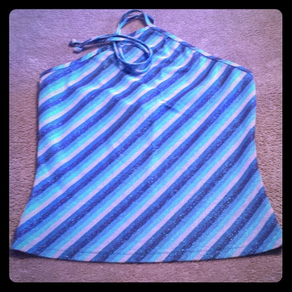 Diagonal striped halter top