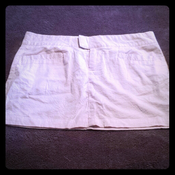 Light pink and white striped mini skirt